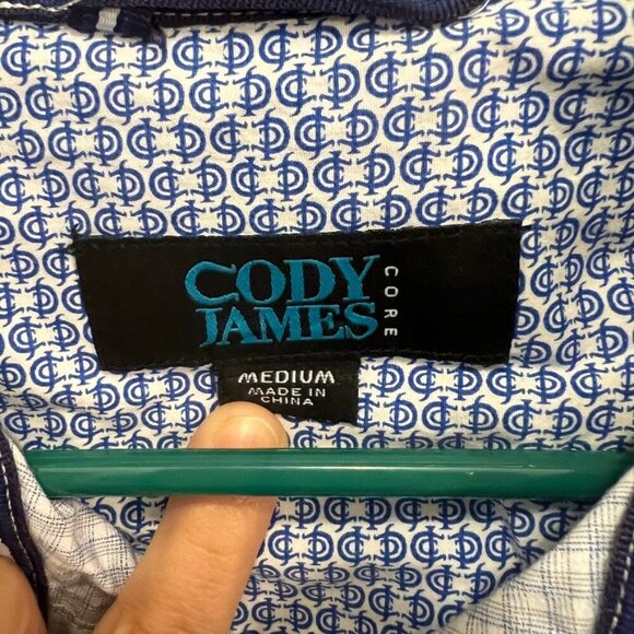 Cody James Core Men’s White & Blue Pattern Short Sleeve Western Shirt Medium - Picture 3 of 6